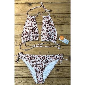 MyCharmo Women's Two Piece Bathing Suit Pink Cheetah Print Size XL